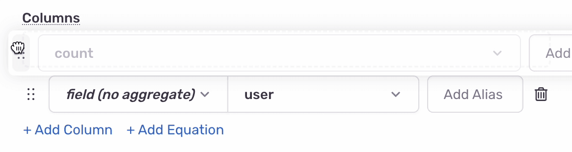 Drag and drop column.